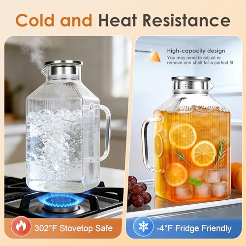 1 Gallon Thickened Square Glass Pitcher with Lid
