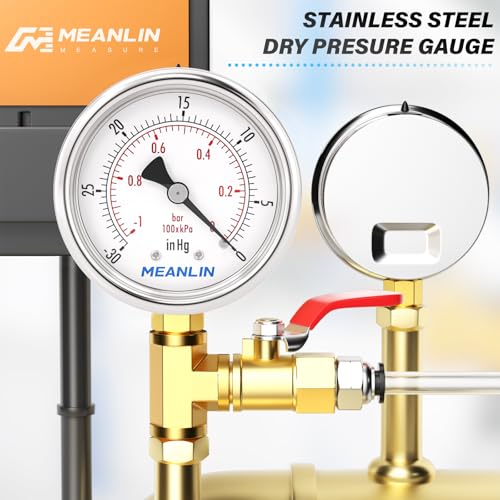 30inHG~0Psi Vacuum Gauge Stainless Steel 1
