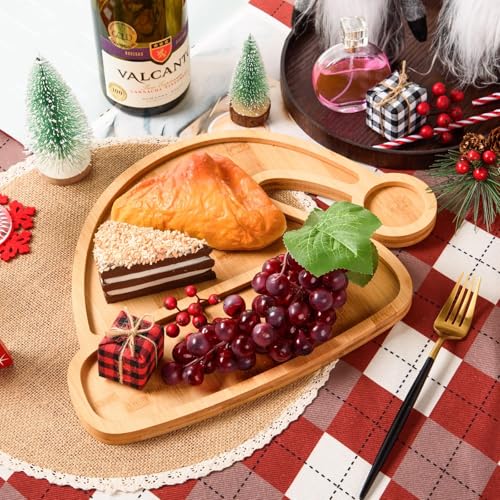 Christmas Hat Wooden Serving Tray Christmas Bamboo Platter Santa Hat Shape Wooden Charcuterie Board Wood Snack Dish Plate for Xmas Holiday Housewarming Present