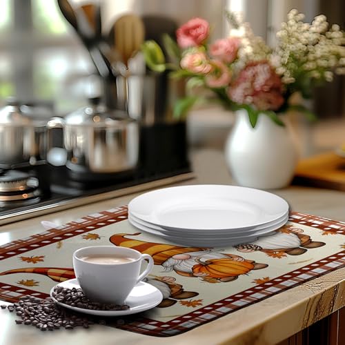 Fall Pumpkin Gnomes Dish Drying Mat Maple Leaves Autumn Large Kitchen Mats Dish Drying Pad Absorbent Dish Dryer Mat for Kitchen Countertops Microfiber Drainer Pad Dish Drying Mats