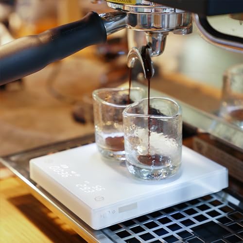 Coffee Scale Basic 2.0 Electronic Espresso White Scale with Water Flow Rate and Timer Function