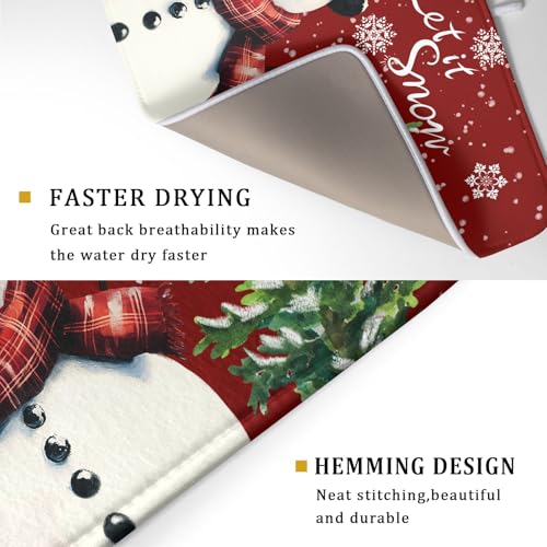Winter Snowflake Red Dish Drying Mat for Kitchen Counter