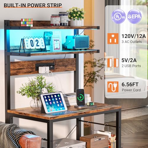 Bakers Rack with Power Outlet & RGB LED