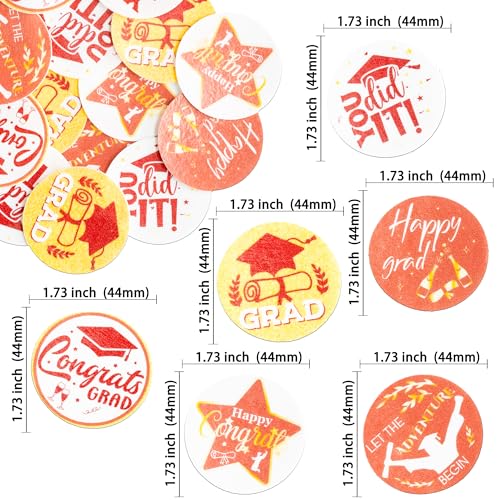 48Pcs 2026 Graduation Cupcake Toppers Wafer Paper Class of 2026 Cake Decorations Edible Congrats Grad Cupcake Picks for 2026 Graduation Theme Party Cake Supplies Red Gold (48 Count)