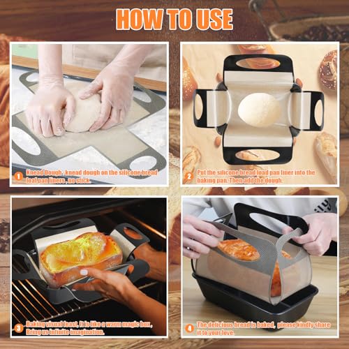 2Pcs Reusable Silicone Bread Loaf Pan Liner