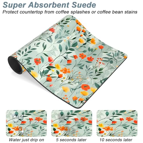 Coffee Mat 12" x 19" Cute Coffee Bar Mats for Espresso Machine Station Accessories and Organizer
