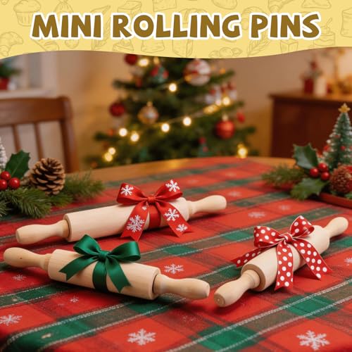 12 Pack 8 Inch Mini Wood Rolling Pin (12 Count)
