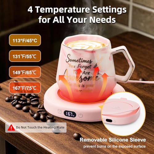Coffee Mug Warmer Set Smart Electric Heated Cup Beverage Tea Candle Plate
