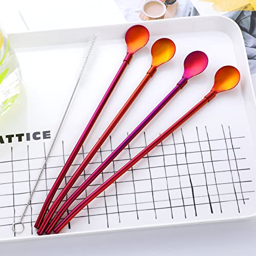 Straw Spoon 8PCS 8.5inch 18 (8 Count)