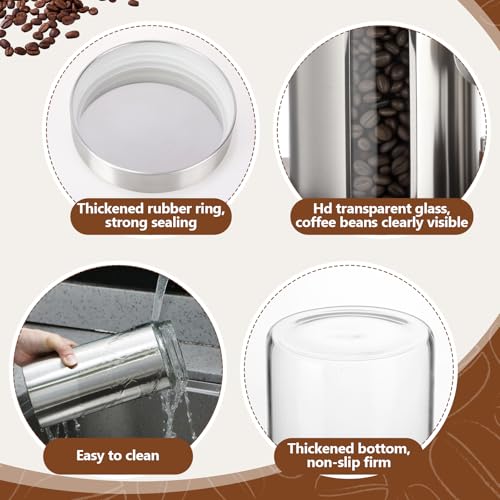 Stainless Steel Coffee Grounds Canisters Container with Shelf (3 Count)