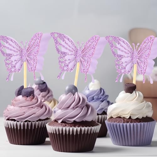 48 Pcs Butterfly Cupcake Toppers 3D (48 Count)