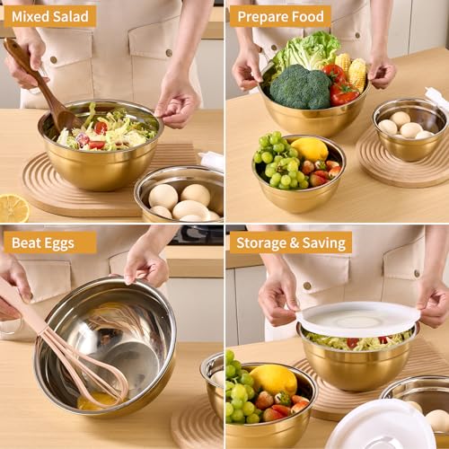 Gold Mixing Bowls With Airtight Lids