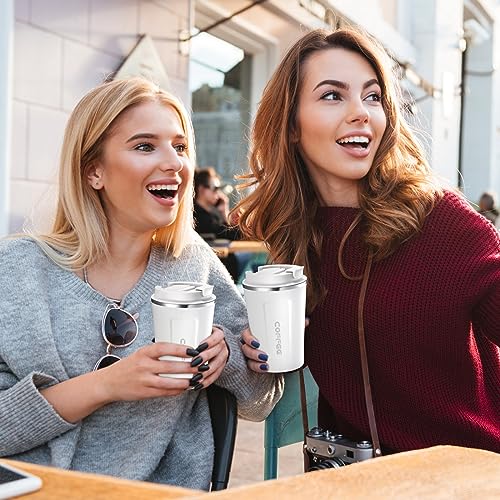4 Pcs 13 oz Travel Coffee Mug Insulated Reusable Coffee Cups with Leakproof Lid Stainless Steel Portable Tumbler for Keep Hot or Ice Milk Tea