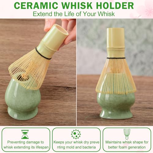 Matcha Whisk Set Ceramic Bowl Kit with Spout (7 Count)