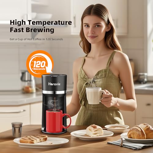 Small Single Serve Coffee Maker for K Cup and Grounds