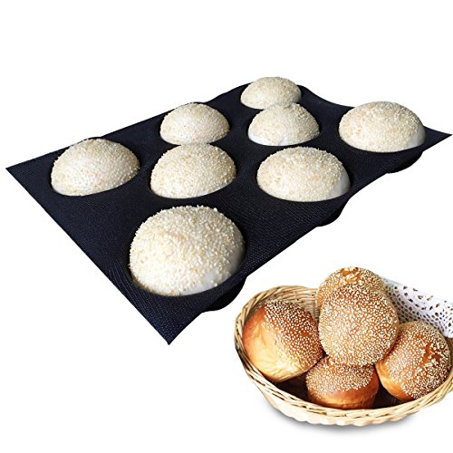Silicone Bun Bread Forms Round Shape Trays Perforated Bakery Molds Fit Half Pan Size