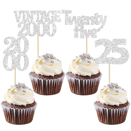 24Pcs 25th Birthday Cupcake Toppers Glitter Twenty (24 Count)