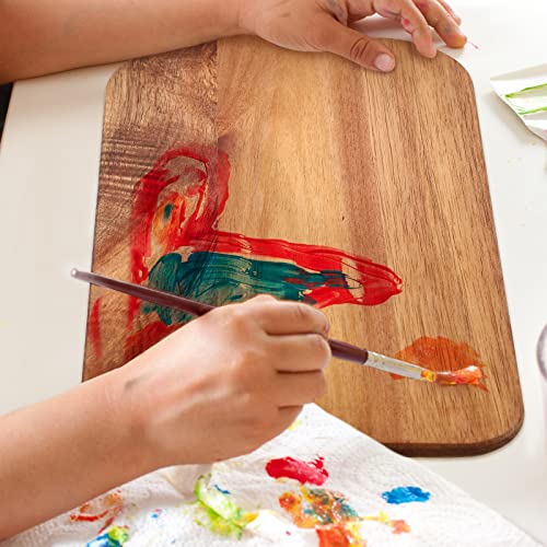 12 Packs Acacia Wooden Cutting Board Set with Handles Large 15 x 7 Inch Kitchen Serving Plain Chopping Board Bulk Gifts for Christmas Vegetables Meat Pizza Cheese Fruit Bread (12 Count)
