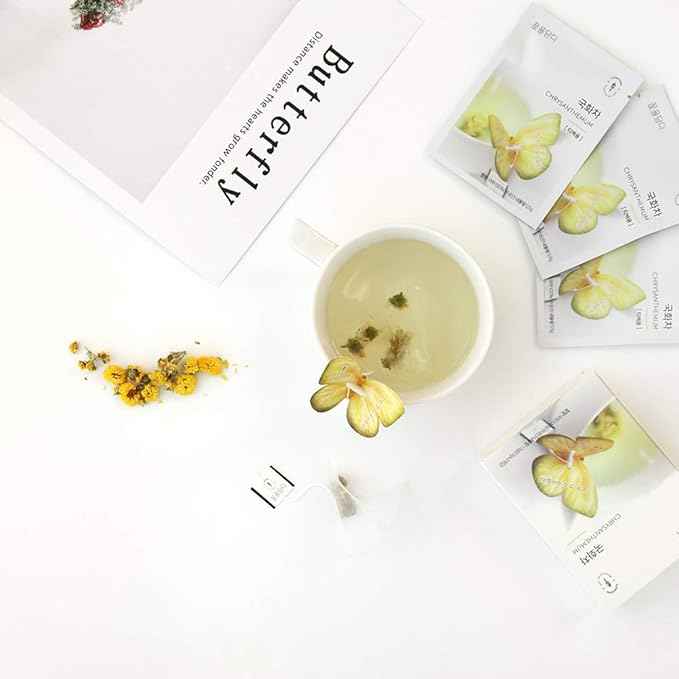 KKOKDAM Korean Tea Gift Set – 6 Flavor Butterfly Tea Bag Sampler – Elegant Box for Tea Lovers - Unique Gift