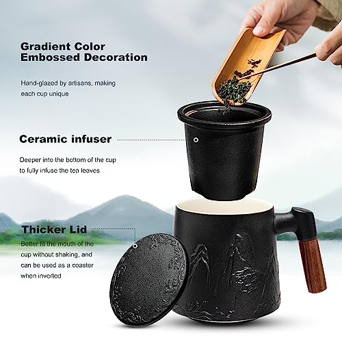 Ceramic Tea Cup with Infuser and Lid 15.2 oz