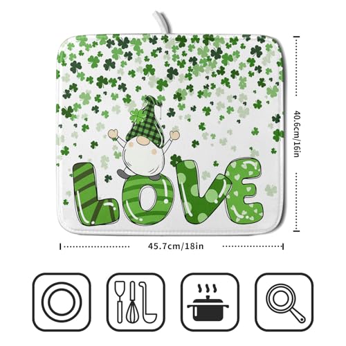 St Patrick's Day Gnomes Love Dish Drying Mat for Kitchen Counter