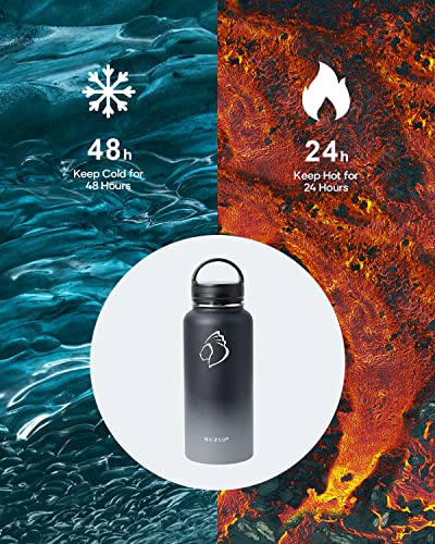 32 oz Water Bottle Insulated with Straw & 3 Lids