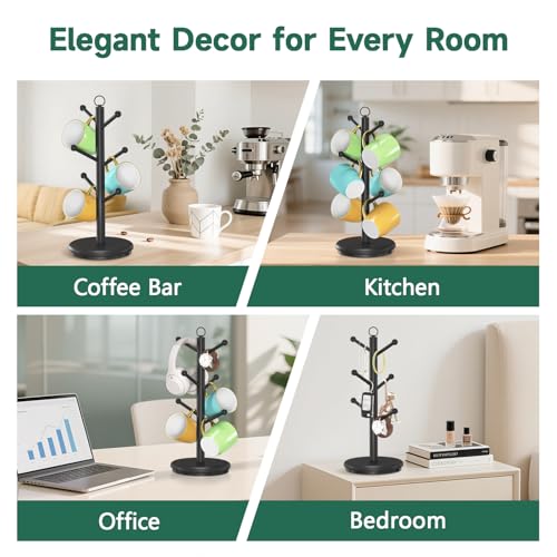 Mug Holder Tree Bamboo 360° Rotating Coffee Cup Display Rack
