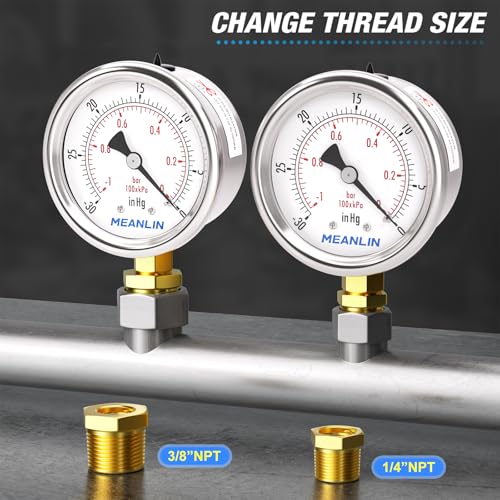 30inHG~0Psi Vacuum Gauge Stainless Steel 1