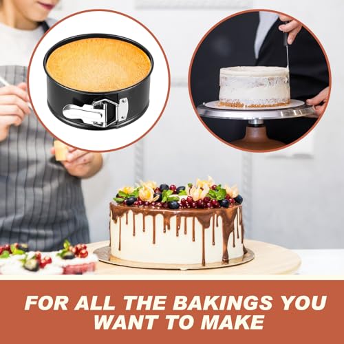 4 Pcs 7 Inch Non Stick Springform Pan with Removable Bottom Carbon Steel Cheesecake Pan Round Springform Cake Mold with Stainless Steel Spring Buckles for Baking Kitchens Restaurant (4 Count)