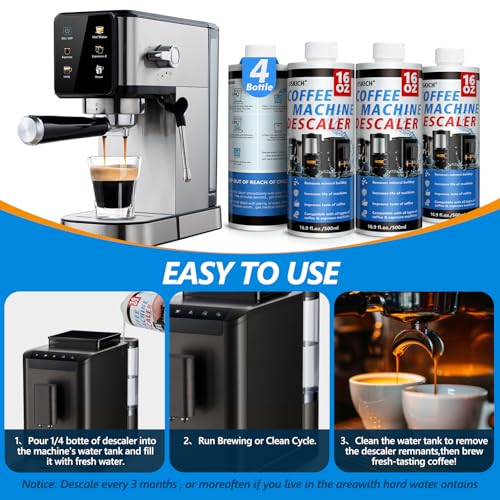 4 Pack Coffee Machine Descaler Descaling Solution (64 Fl Oz)