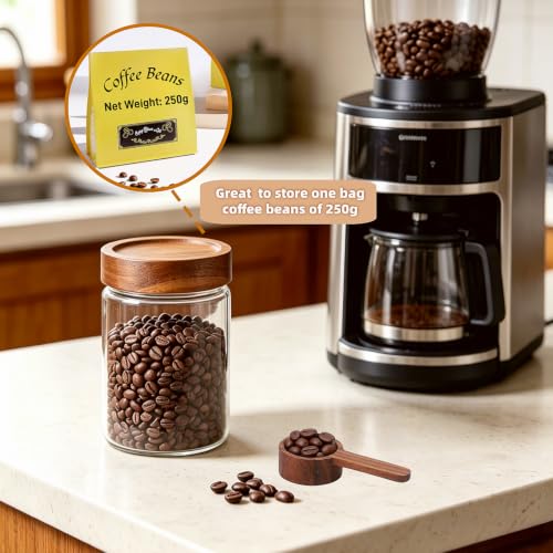 28 Fl oz Glass Food Storage Jar with Airtight Wooden Screw on Lid and Scoop