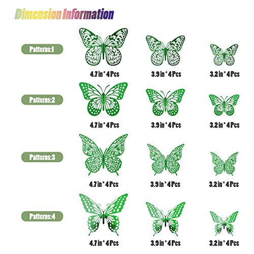 3D Butterfly Wall Decor 48 Pcs Dark Green Butterfly Decorations (48 Count)