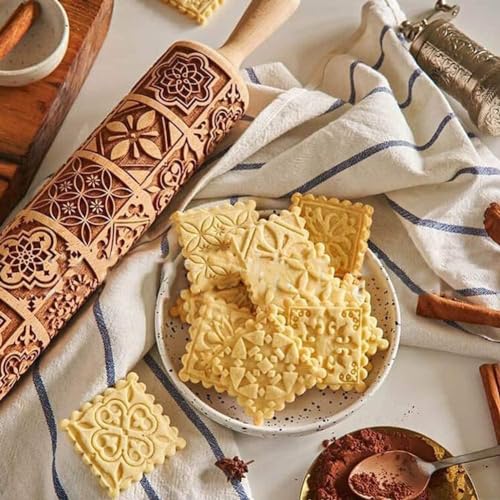 Christmas Wooden Rolling Pin for Baking