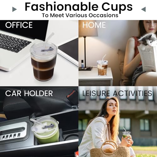 2PCS Glass Cups With Lids And Straws (2 Count)