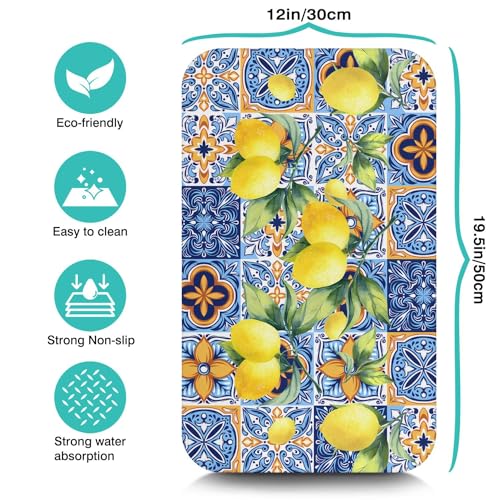 Dish Drying Mat for Kitchen Counter 20x12in Washable Quick Dish Drying Pad Rubber Backed Absorbent Draining Mat Fit Kitchen Counter