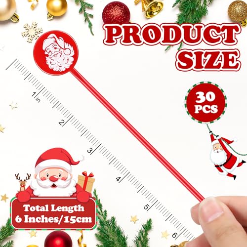 30 Pcs Christmas Drink Stirrers Santa Claus Stir Sticks (30 Count)