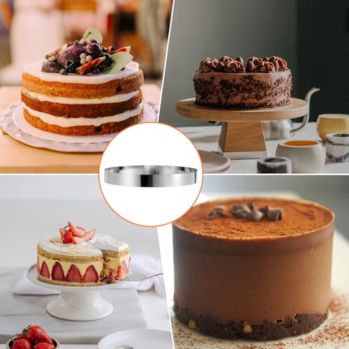 Round Cake Ring 14 x 2 Inch Seamless Stainless Steel Pastry Mousse Dessert Ring Mirror Coating for Baking Cooking Making Tool