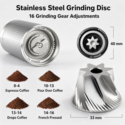 2-in-1 Portable Electric & Manual Coffee Grinder, Silver