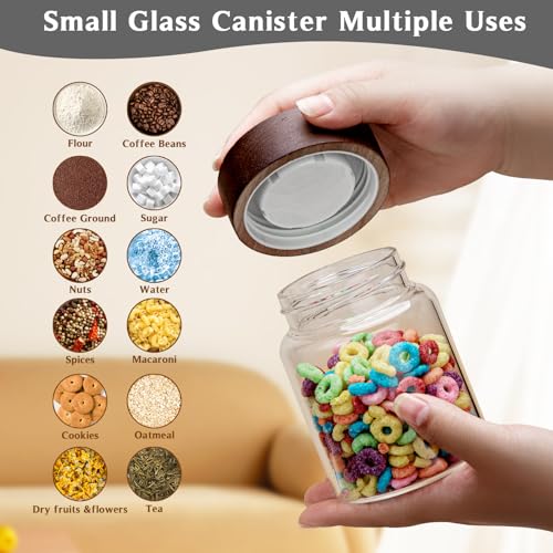 10 oz Small Glass Jars with Top Screw Lid Round Herb Coffee Bean Ground Storage Canister Clear Glass Food Container for Pantry Sugar Tea Coffee Bean Spice Nuts Cookies Bath Salts