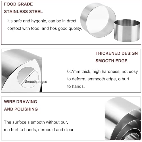 6 Packs Cake Rings Stainless Steel Nonstick Tart Ring Cake & Pastry Ring