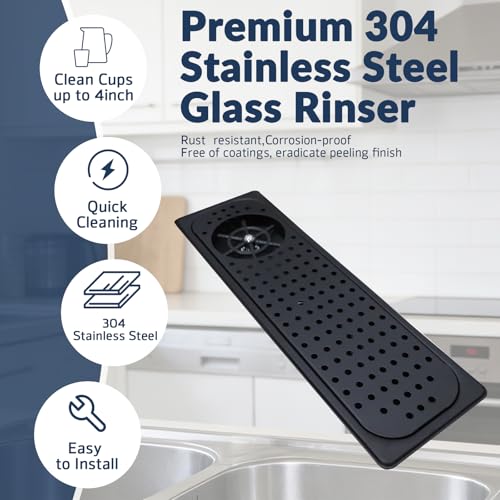 Pitcher Rinser Glass Rinser Cup Washe Stainless Steel Cup Washer with Drain Drip Tray Hose for Home Kitchen