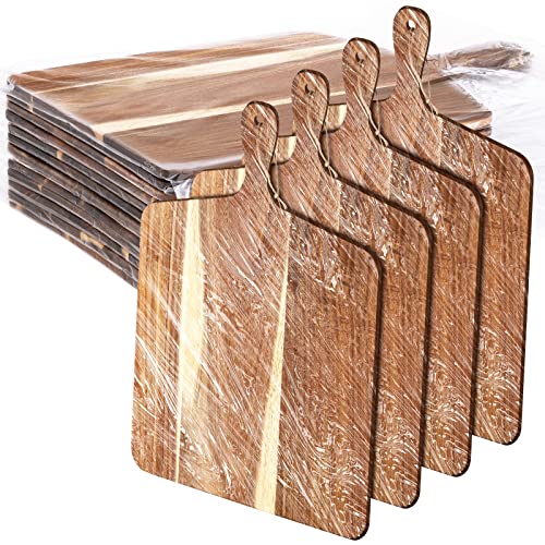 12 Packs Wooden Cutting Board Set with Handles Large Kitchen Serving Plain Chopping Board Bulk Gifts for Mom for Vegetables Meat Pizza Cheese Fruit Bread (12 Count)