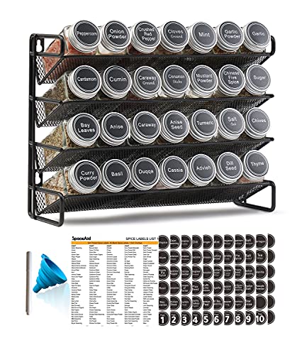 Spice Rack Organizer with 28 Spice Jars
