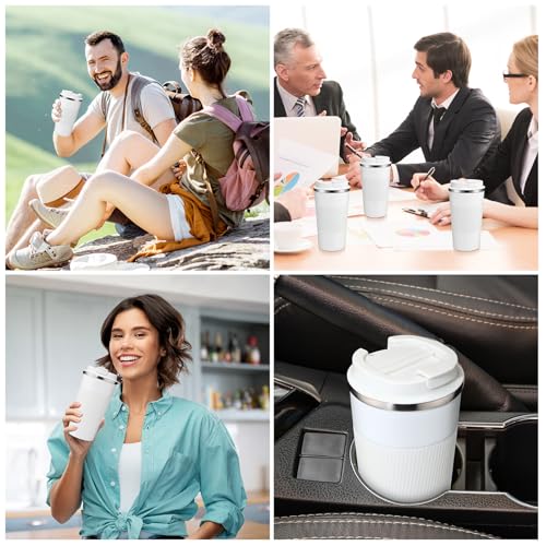 4 Pack 16 oz Bulk Travel Coffee Mug with Lid Reusable Vacuum Insulated Coffee Tumbler Double Wall Thermal Stainless Steel Camping Tea Cup for Christmas Winter Drinks Employee Gift (4 Count)