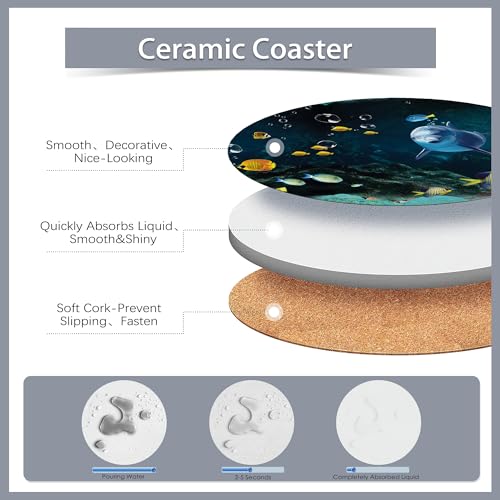 6 Pcs Coasters for Drinks with Holder