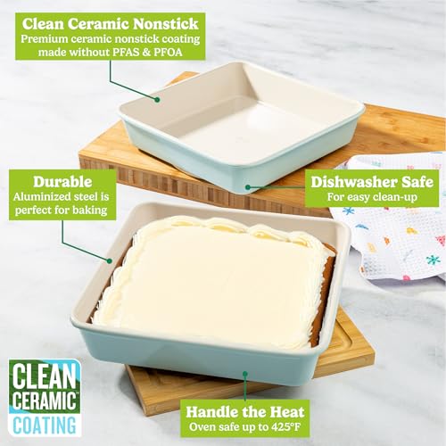 Clean Ceramic Square Cake Pans Set (2 Count)