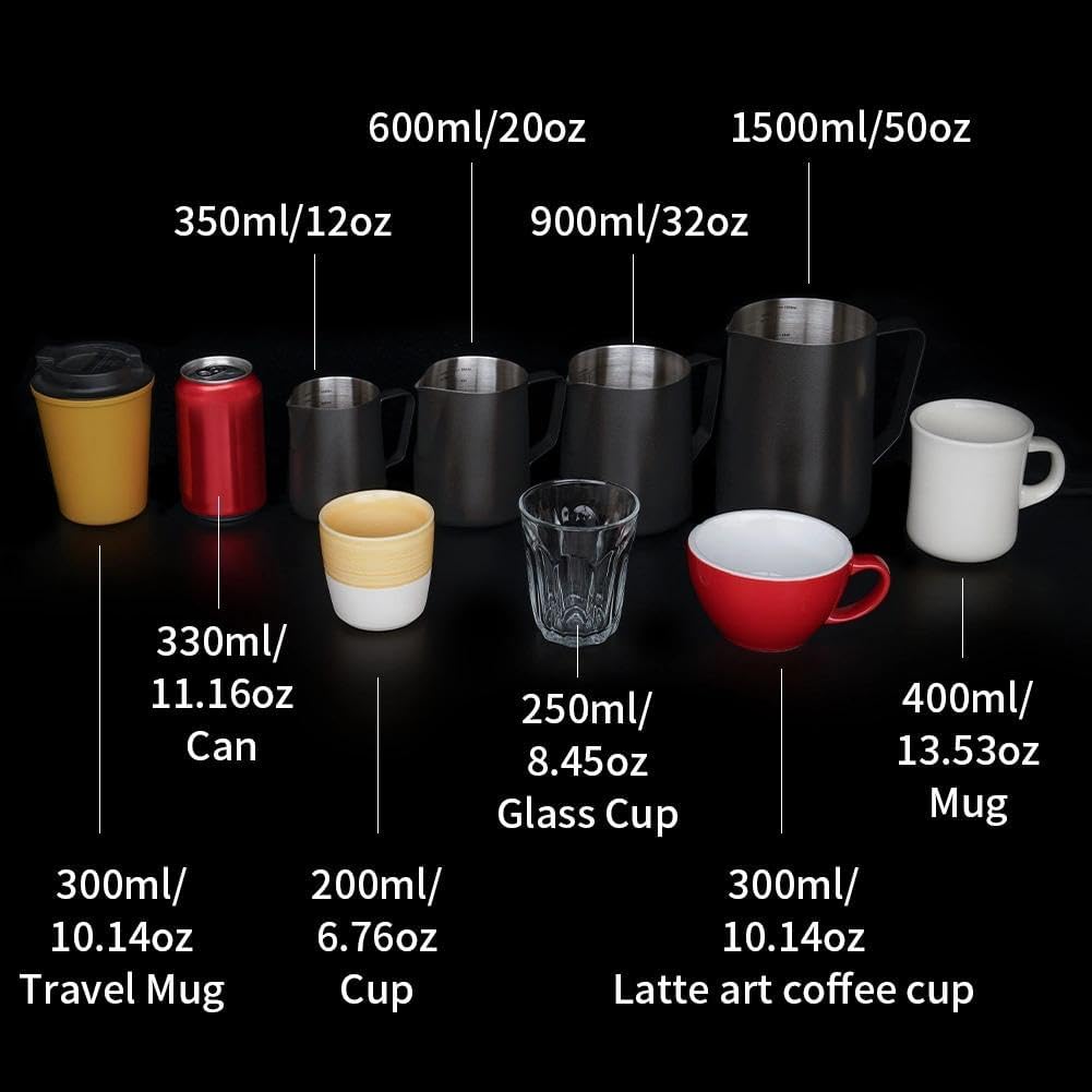 watchget Milk Frothing Pitcher 32oz/900ml - Stainless Steel Frothing Pitcher Espresso Steaming Pitcher Coffee Frother Cup Cappuccino Latte Art Coffee Machine Accessories Milk Jug, Creamy White