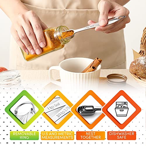 Stackable Stainless Steel Measuring Spoons Set of 6 w