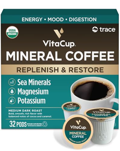 Mineral Medium Dark Roast Coffee Pods with Electrolytes (32 Count)