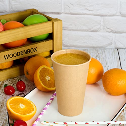 100 Pack 16 oz Kraft Paper Coffee Cups